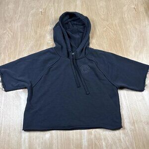 Gymshark Women’s Black Short Sleeve Crop Top Pullover Hoodie Size Small